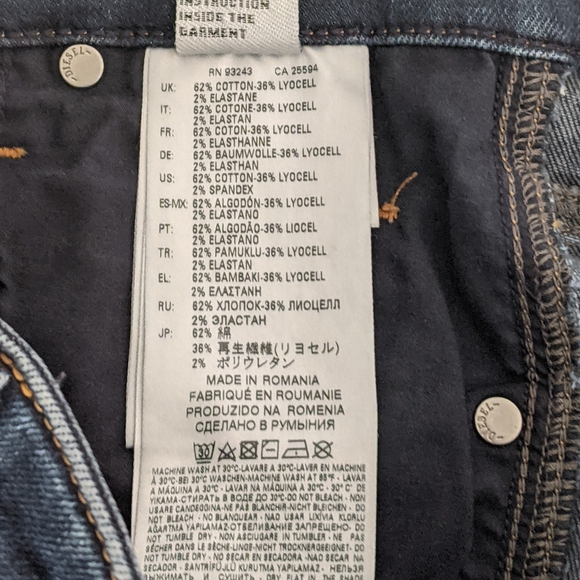 DIESEL Babhila Slim Skinny Women's frayed Hem Jeans Size: 01 W 23 L 32 - Picture 11 of 12